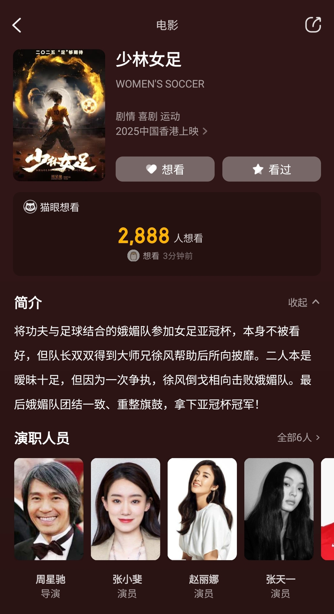 周星馳導(dǎo)演新片《少林女足》！主演張小斐，劇情峨眉隊(duì)奪亞冠冠軍