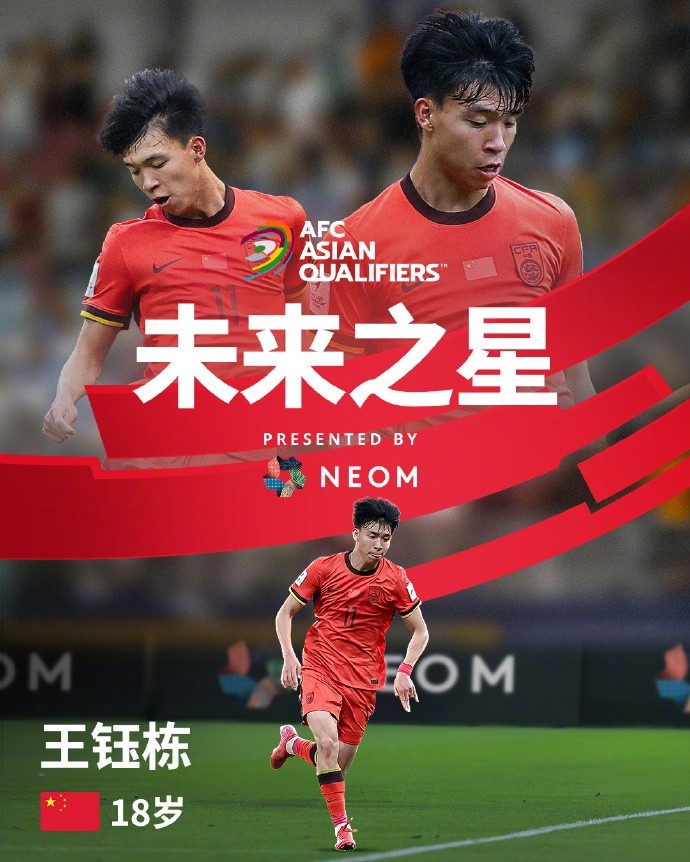 亞洲杯官方社媒發(fā)布王鈺棟個(gè)人海報(bào)：青年軍的旗幟，飄揚(yáng)在前哨