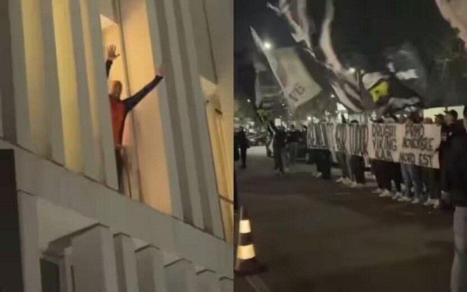 都體：尤文球迷來到酒店外支持新主帥，圖多爾向球迷們揮手致意