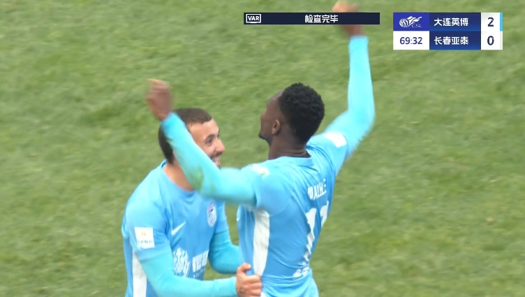 馬萊萊大連處子球！呂焯毅助攻馬萊萊破門，大連英博2-0亞泰